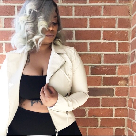 Ivory Leather Jacket with Laced detailed back - Picture 1 of 2